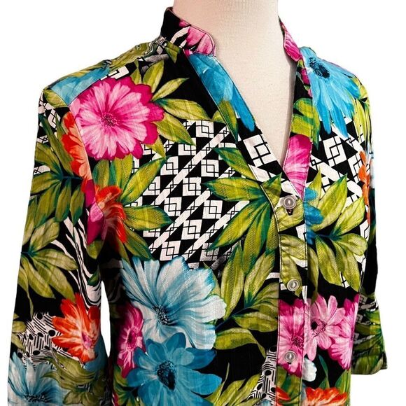 Alfred Dunner Blouse Buttoned Down Multi Color Floral size 10 - Picture 5 of 6